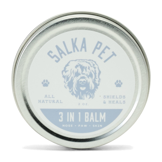 SalkaPet 3-in-1 Dog Balm 2 oz tin for nose, paws and dry skin, front