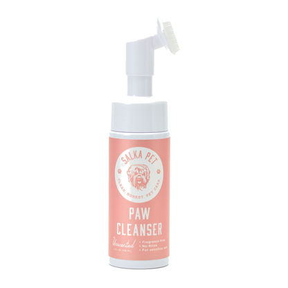 SalkaPet Rinse-Free Dog Paw Cleanser 5 oz foaming pump bottle, front label