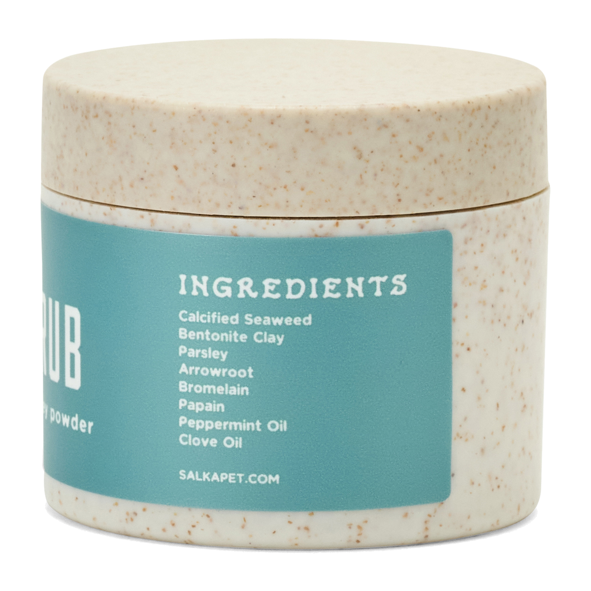 SalkaPet enzymatic dog tooth scrub back label with full ingredient list