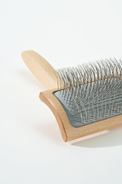 SalkaPet Slicker Brush for dogs with wood handle and fine metal pins (image 3)