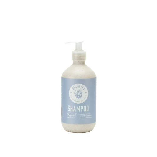 SalkaPet Hypoallergenic Dog Shampoo bottle for sensitive and itchy skin